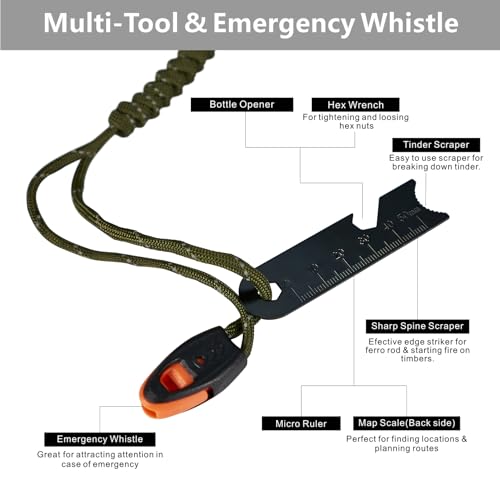 Fire Starter Survival Tool Kit with Ferro Rod Paracord Lanyard & Multi-Tool - Variation 1