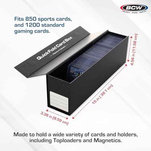 BCW QuickFold¢ç Card Storage Boxes for Magnetics & Toploaders ? 9 Pack | Trading Card Holder Box with Magnetic Closure | Easy Fold Assembly for Sports and TCG Cards