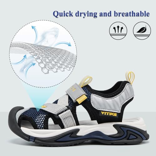 Kids Water Shoes Boys Girls Outdoor Hiking Sandals - 6 Big Kid Blue Yellow