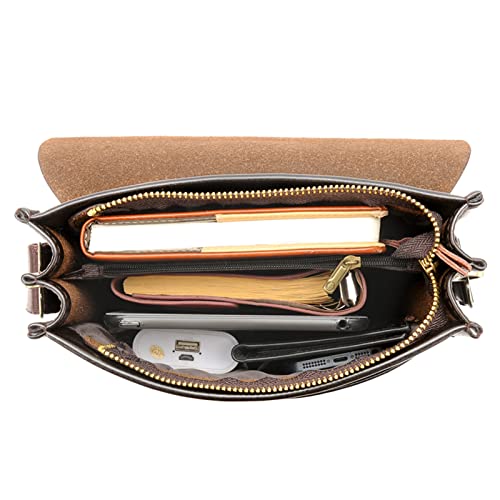 Leather Messenger Sling Crossbody Bag for Men Travel Work Brown-1