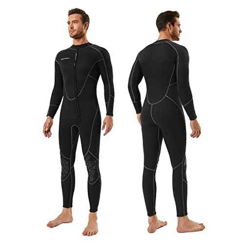 Seaskin Mens 3mm Shorty Wetsuit Womens, Full Body Diving Suit Front Zip Wetsuit for Diving Snorkeling Kayaking Swimming