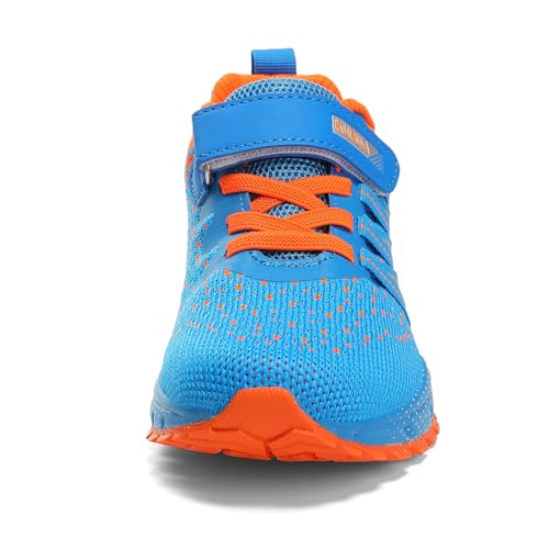 Kids Sneakers Lightweight Boys Girls Tennis Shoes - 13 Little Kid, Blue & Orange