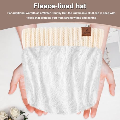 Beanies Hat for Women & Men,Warm Soft Knitted Beanie Unisex Cuffed Hat for Winter Fleece Lined Hats Snow Cap