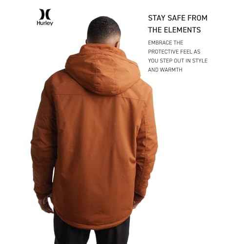 Hurley Mens Winter Jacket - Warm Zip Up Hooded Parka Sherpa Lined Jackets For Men with Multiple Pockets (Sizes S-XL)