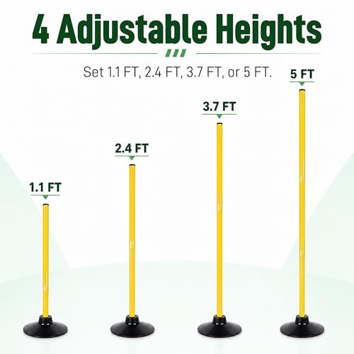 Yellow Adjustable Soccer Agility Training Poles - Speed & Drills Equipment