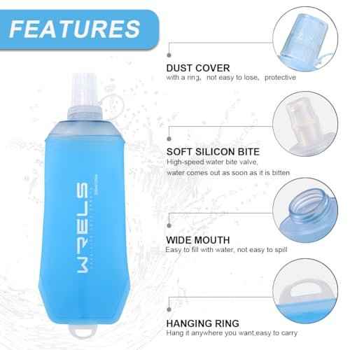 200ml/350ml/500ml Collapsible Soft Flask,BPA Free Folding Soft Water Bottle with Hanging Ring,Lightweight TPU Hydration Flask for Running Marathon Cycling Hiking(350ml-2 Packs)