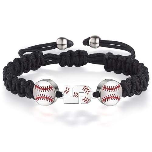 Baseball Number Bracelets for Men Athletes Jersey Number Bracelet Handmade Braided Adjustable Bracelets Personalized Baseball Gifts for Men