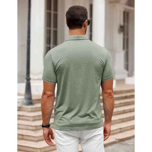 COOFANDY Men's Polo Shirt Golf Quick Dry Performance Short Sleeve Moisture Wicking Athletic Polo Collared Tennis T-Shirt
