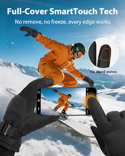 Winter Gloves Men and Women Waterproof Thinsulate Gloves - Black Small