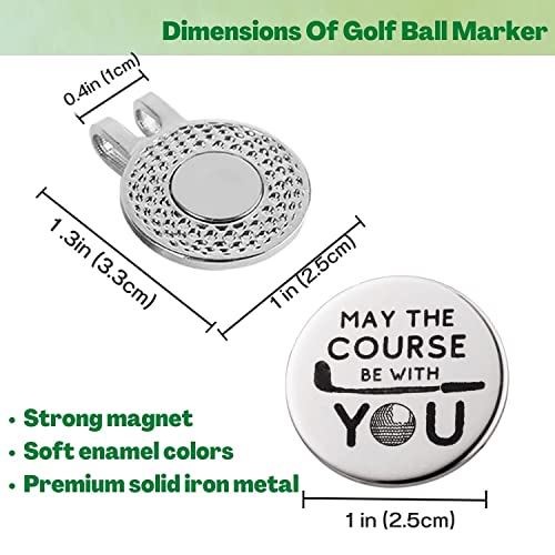 May The Course Be With You Golf Ball Marker with Magnetic Hat Clip - Funny Golf Accessories for Men & Women
