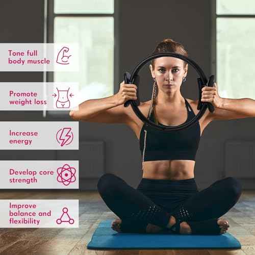 Syhood Pilates Ring 11. 81 Inch Pilates Circle Yoga Ring Magic Lightweight Flexible Workout Equipment for Fitness Physical Therapy Resistance Exercise Arms Legs