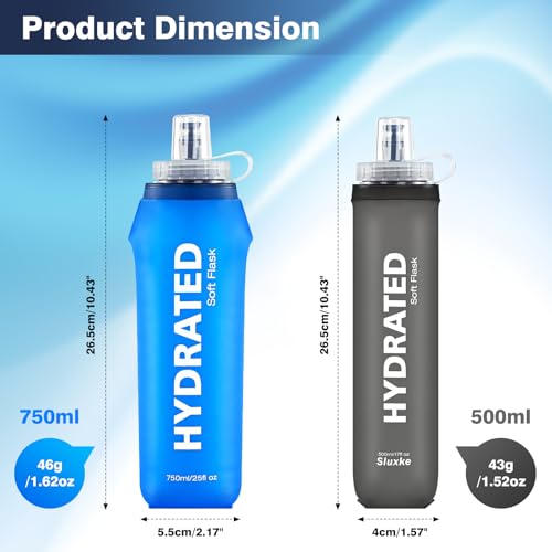 Soft Reusable Hydration Flask 17oz Mix - Foldable BPA-Free Water Bottle for Running Hiking Cycling