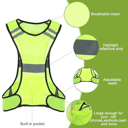 Reflective Running Vest High Visibility Running Gear with Large Pocket Night Lightweight Reflective Safety Vest