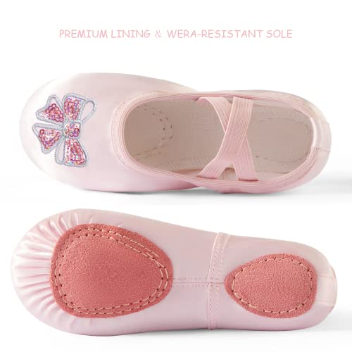 Triple Deer Ballet Shoes for Girls - Pink Bow, Toddler & Kids Satin Practice Slippers