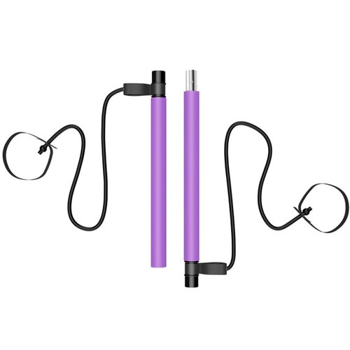 Pilates Bar Kit with Resistance Bands, at Home Workout Equipment Resistance Bands with Bar Pilates Kit Multifunctional Pilates Bar for Women & Men Gym Pilates Yoga Fitness(Purple)