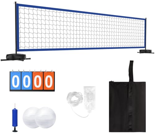 Adjustable Pool Volleyball Net Set with LED Lights, 15-32FT Width, Charcoal