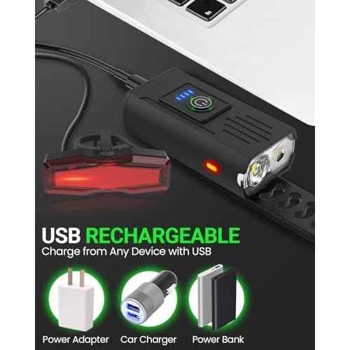 Victoper Bike Light, High Lumens Super Bright Bicycle Lite, 6+4 Modes USB Rechargeable Bike Headlight & Taillight Set, Waterproof Safety Bike Front & Rearlight for Road, Mountain, Night Riding