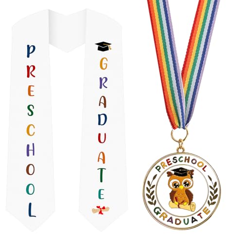 Graduation Medal with Honor Stole & Ribbon - Preschool Owl Variation