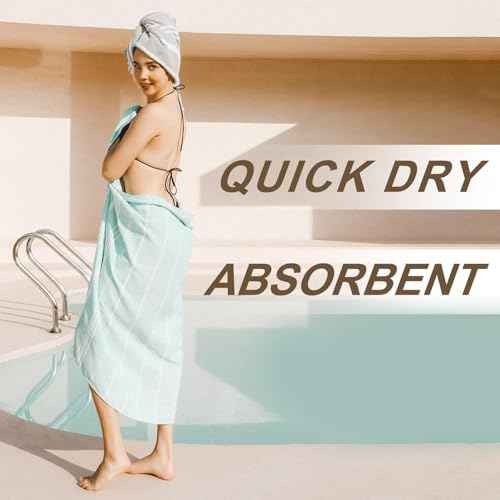 2 Packs Turkish Beach Towels Travel Vacation Essentials Quick Dry Sand Free Oversized Bath Pool Swim Towel Extra Large XL Blanket Adult Cruise Accessories Must Haves Clearance Stuff Necessities