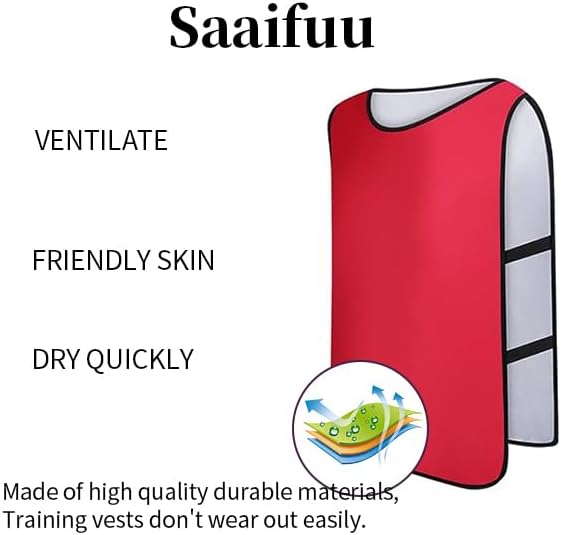 12 Pack Reversible Numbered Pinnies, Double Sided Scrimmage Vest,Team Practice Jerseys for Kids and Adult