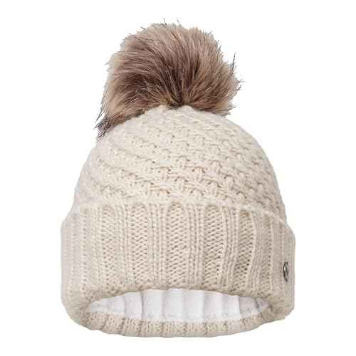 Roxy Women's Blizzard Beanie - Chunky Knit Winter Hat with Faux Fur Pom, Fleece-Lined