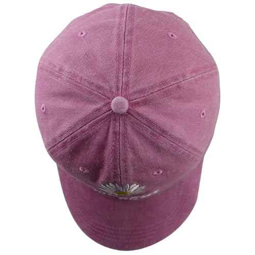 Embroidered Daisy Blessed Hat for Women Men, Adjustable Vintage Washed Cotton Christian Baseball Cap
