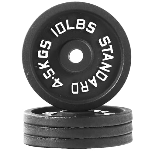Fitvids Cast Iron 1-Inch Standard Weight Plate for Strength Training & Weightlifting, Home Gym, Multiple Weights Available