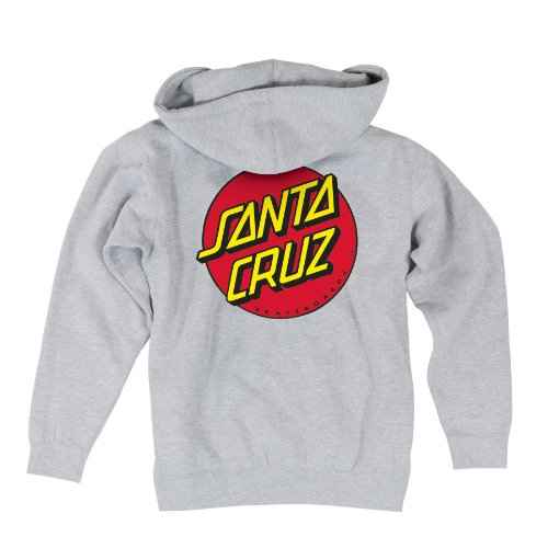 SANTA CRUZ Men's Midweight Zip Up Hooded Sweatshirt Classic Dot Skate Zip Up Sweatshirt, Grey Heather, Size: XX-Large