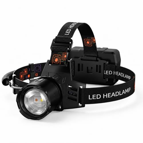 Headlamp with Motion Sensor 3000LM - SkyFire, Zoomable Spotlight to Flood, 1 Headlamp
