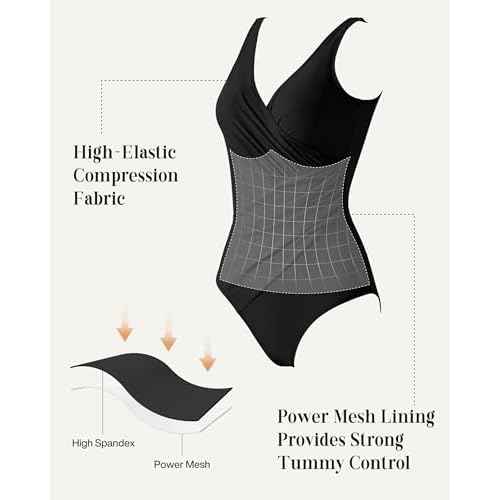 RXRXCOCO Womens One Piece Swimsuits Tummy Control Ruched Criss Cross Bathing Suits V Neck Slimming Swimwear