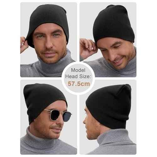 100% Cotton Beanie Hat for Men Women - Soft Unisex Winter Knit Skull Cap, Stretch Fit Fashion Fisherman Beanie