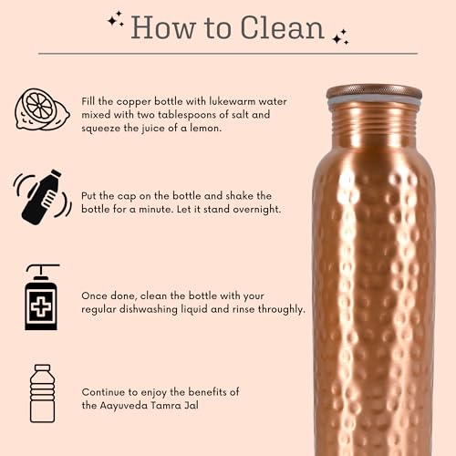 Hammered Copper Water Bottle 34Oz - Eco-Friendly, Leak-Proof & Handmade