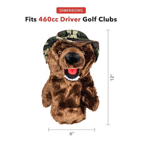 Military Bear Driver Headcover – Premium Golf Club Cover for 460cc Drivers