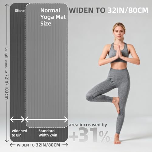 Grey Extra Thick 15mm NBR Yoga Mat 72x32 Inch Non-Slip Exercise & Pilates Mat