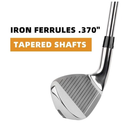 HH-GOLF 12 Pack Solid Black Flat Golf Iron Ferrules for Tapered 0.370 Shaft