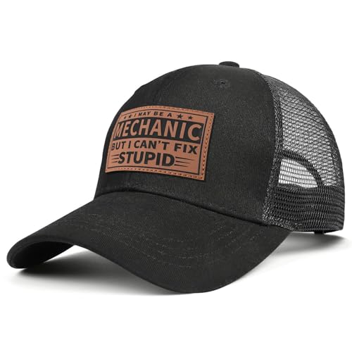 Funny Hats for Mechanics - Mechanic Gifts for Men - Mesh-Back Trucker Hat Brithday for Men