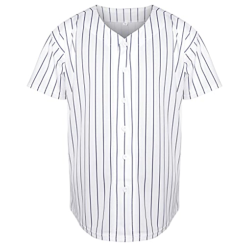 Phoneutrix Hip Hop Baseball Jersey Large White-Stripe Unisex Sportswear