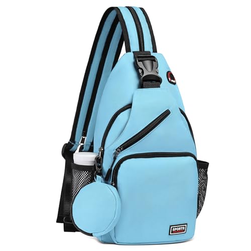 Small Sling Bag with Coin Pocket for 11-Inch Tablets - Large, Blue