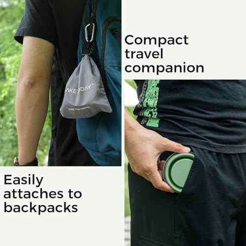 TakeToday 2PCS Collapsible Travel Cup - Silicone Foldable Water Cup, BPA-Free with Lid & Waterproof Bag - Drinking Cup Set for Camping, Outdoors & International Travel£¨8 Oz, Navy & Lowcountry Peach£©