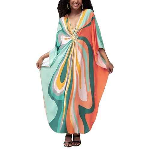 Women 2025 Summer Kaftan Dresses Plus Size Bathing Suit Cover Up Moo Moos Beach Dress for Swimwear Caftan Dress