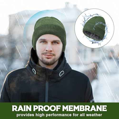 Jeyiour 3 Pcs Waterproof Beanie Fleece Lined Thermal Winter Hat Waterproof Windproof Knit Cap for Men Women Hiking Skiing