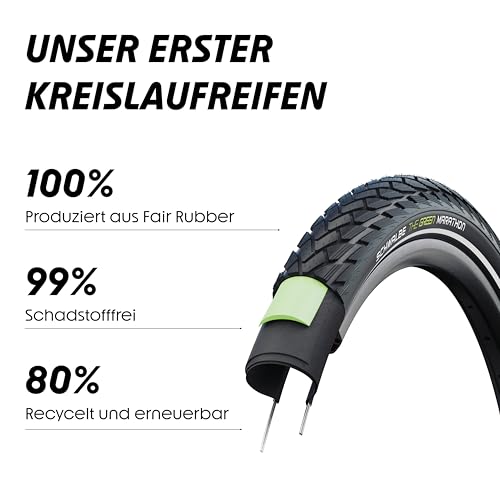 Schwalbe Green Marathon Tire - 26 x 1.50, Clincher, Wire, Black/Reflective, Performance Line, GreenGuard, TwinSkin,