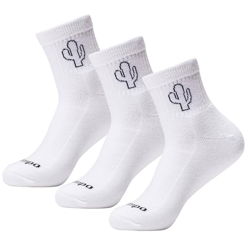 DEL CAMPO Performance Golf Socks - Small-Medium Cactus Design 3-Pack - Cushioned Quarter-Height Socks