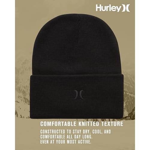 Hurley Men's Winter Hat - Heavyweight Slouchy Fit Icon Cuffed Beanie