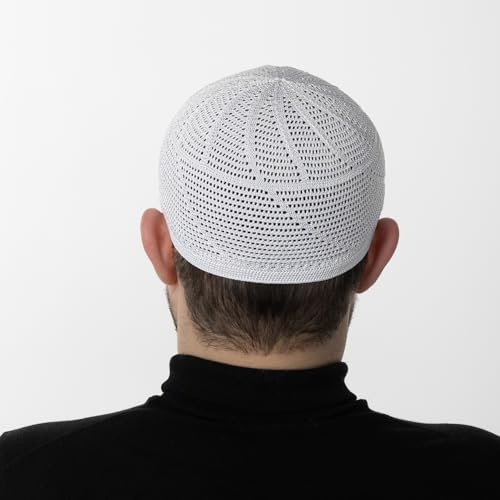 Modefa Islamic Premium Turkish Dervish Kufi Hats for Men - White, One Size