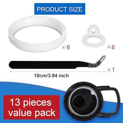 13pcs Water Bottle Lid Replacement for Thermoflask 24/32/40/64oz, Straw Gasket Replacement Accessories & Tweezers Silicone O Ring Rubber Seal Washer Part Compatible with Thermoflask Chug Spout Lid