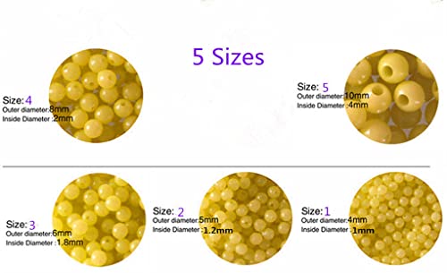 Yellow Toasis Round Hard Plastic Fishing Beads - 5 Sizes, 500pcs