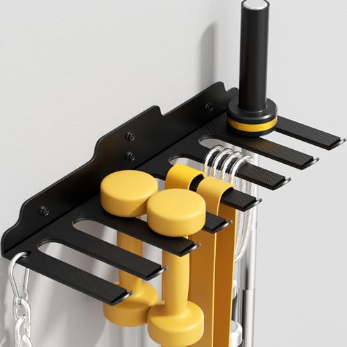 JNIHEEP Black 8 Hooks Olympic Barbell Wall Mount Rack for Gym - Space Saving