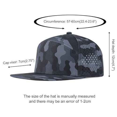 Men Flat Brim Adjustable Performance Hat Snapback Laser Perforated Baseball Cap