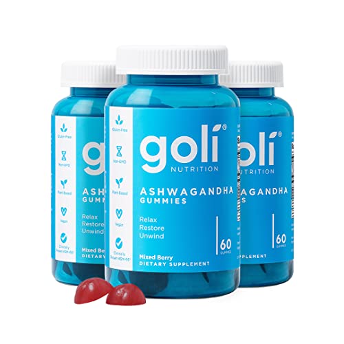 Goli Ashwagandha & Vitamin D Gummies - Mixed Berry, 180 Count, Vegan & Non-GMO